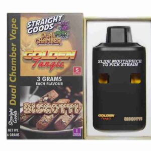 Straight Goods Dual Chamber Vape – Golden Tangie + Biscotti (3 Grams + 3 Grams)